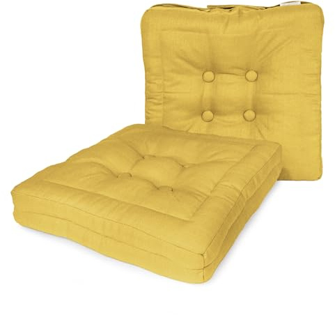 MANEMI Cojín de Suelo Acolchado 60x60x10cm, Cojines para Palets, Banco, Silla y Suelo, Almohada para Suelo Cómodopara Interior y Exterior. Cojín con Textura de Bambú,Cojin de Asiento Estilo Rústico