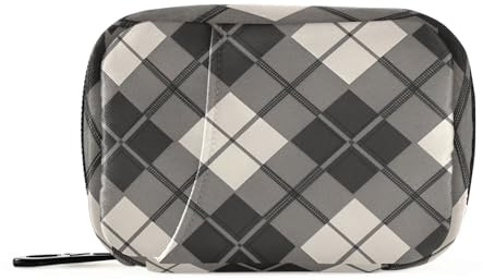 Pill Organizer Weekly Plaid Charcoal Gray Zipper Pill Case for Travel Medication Container Pills Box 7 Day