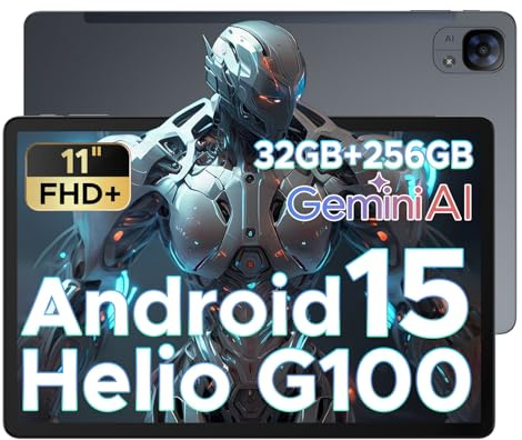 DOOGEE Tab E3 Android 15 AI Tablet, 32GB+256GB/2TB, 11 Inch FHD+& 90 Hz, Helio G100 Gemini AI Gaming Tablet, 8800mAh Battery, 7.5mm Ultra-Slim Metal Body, Dual SIM Slots, 5G WIFI|GPS|BT5.2|Face ID