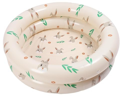 Goshyda Aufblasbarer Kinderpool, Schwimmbad für Babys und Kinder, 34,25 Zoll 10.24 Zoll Blasen Sie Kleine Kleinkindpools, Sommer Außerhalb des Kinderspielzeugs Outdoor -Spiel (Beige Kaninchen)