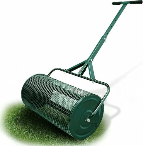 VYUJHNBG Épandeur de Compost, Rouleau à Gazon Durable, épandeur de fumier léger avec poignée en T, épandeur de Terre végétale