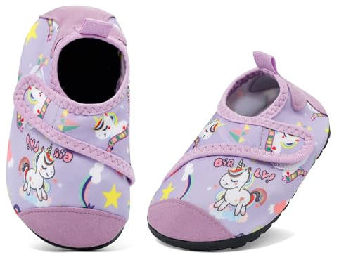 MASOCIO Chaussures Aquatiques Enfant Fille Chausson d'eau Chaussette Bebe Bébé Mer Riviere Plage et Piscine Séchage Rapide Violet (Taille Fabricant: CN 24/25) EU 21/22