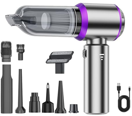 Befoore Mini aspirapolvere Portatile Senza Fili, Potente aspirazione ciclonica da 20000 PA, Ricaricabile Tramite USB, for Auto, peli di Animali, Auto, casa, Ufficio, Cucina(Purple)