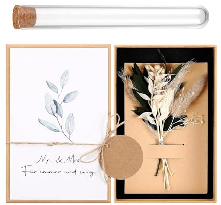 Caja Dinero Boda Regalo Dinero Con Tarjeta Felicitación Flores Secas