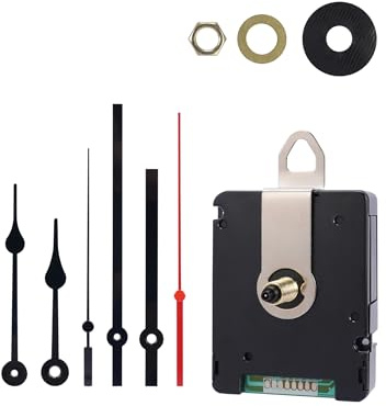 WinTaim DCF77 Funkuhrwerk Lautlos, 2 Zeigersätze Schwarz, Schaftlänge 24mm | Geräuschloses Uhrwerk für Wanduhren mit Zeiger, automatische Zeitumstellung, passender Ersatz für DIY Projekte, AA Batterie