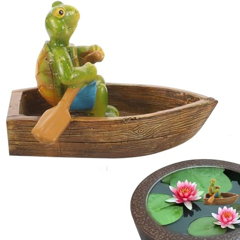Générique Figurines de Jardin Animaux - Décoration Flottante pour Bassin | Sculpture Flottante en Résine en Forme De Grenouille Et Tortue pour Cour, Piscine, Terrasse, Étang, Balcon