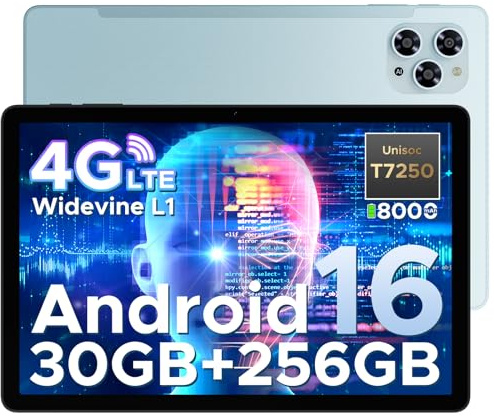 DOOGEE Tab G6 Tableta Andriod 16, Tablet 11 Pulgadas, 30GB RAM + 256GB ROM Tablet con Tarjeta Sim, 8000mAh Batería, T7250 Octa-Core, Widevine L1, Netflix, 4G LTE, 3.5mm Auriculares/5G WiFi/Face ID
