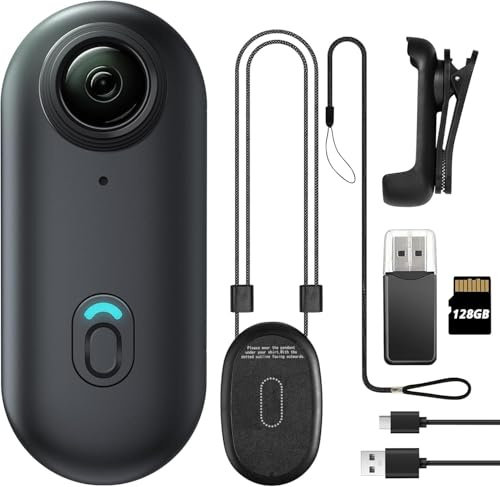 Meoilkolnm 4K 128GB Mini Body Camera, Wearable Action Body Cam, Thumb Size Hands Free Recording Body Worn Camera, Premium Portable Camcorder Mount Anywhere for Pet Walking, Work, Travel (Black)
