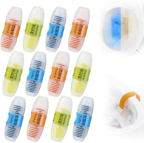 Air Freshener & Odor-Cleaning Hanging Deodorizer for Auto-Flush Toilets,Automatic in-The-Bowl Toilet Cleaner,with Sustained-Release Technology Against Tough Stains (12 pcs)