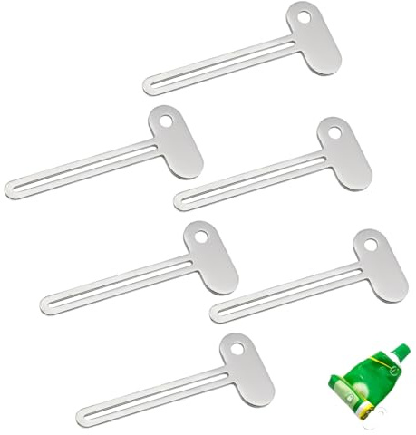 Quesuc 6 Stücke Tubenquetscher Edelstahl Tubenausdrücker Metall Tubenpresse Tubenaufroller Für Zahnpasta,Haarfärbemittel,Pigmente，Geeignet Für Küche,Bad,Studio.