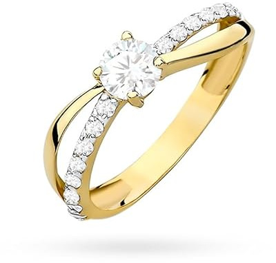 MARKO Eleganter Damenring aus 8 Karat (333) Echtgold mit funkelnden Zirkonia – Verlobungsring, Vorsteckring oder Geschenk für Freundin – Hochwertiger Gold Schmuck (50 (15.8))
