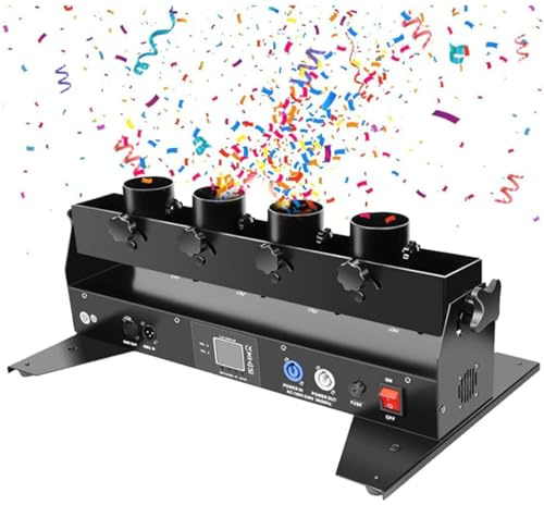 Oiyekntd Máquina lanzadora de Confeti Profesional, máquina sopladora de Confeti, cañón de Confeti DMX/Control Remoto para Bodas, Discotecas, espectáculos, Clubes, escenarios y Fiestas