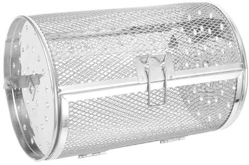INOOMP Rollbarer Edelstahl Grillkorb mit Drehbarem Grillgemüsekorb Geeignet für Heißluftfritteusen und Elektroöfen Robustes Metallgitter für Garten und Grillabende