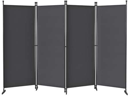 XMTECH Paravent Raumteiler 4-teilig 320x180cm Dunkelgrau Sichtschutz