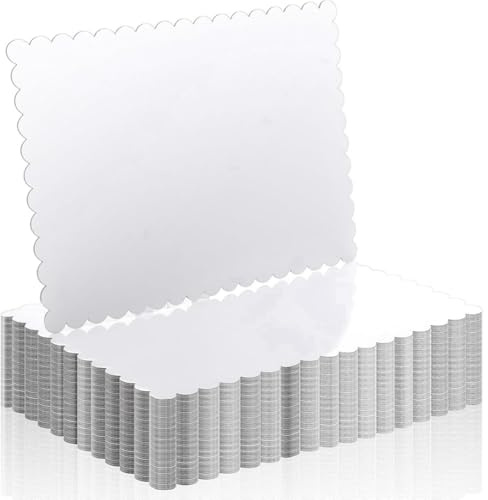 Akfldms Pack 20-Piece Disposable Rectangle Cake Board Cardboard Bases, 14x10 Inch Gold Foil Quarter Cake Sheet for Baking White