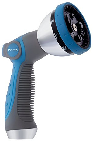 INNAV8 Garden Hose Nozzle Heavy Duty - Features 10 Spray Patterns, THUMB CONTROL On Off Valve Hose Sprayer Nozzle for Easy Water Control - Outdoor Water Hose Nozzle Head Attachment