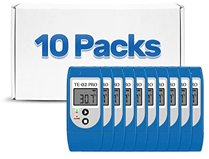 ThermElc TE-02 Pro Digital Temperature Data Logger with Traceable Calibration, Pharmacy Fridge Thermometer, Reusable USB Recorder with LED Alarm, Medical Storage & Warehouse temperature Mapping Kit