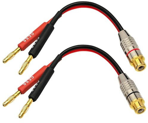CNCESS Adaptador de cable de altavoz Banana Plug a RCA Jack, 5 pulgadas | Cable de audio Banana macho a RCA hembra de 4 mm, paquete de 2