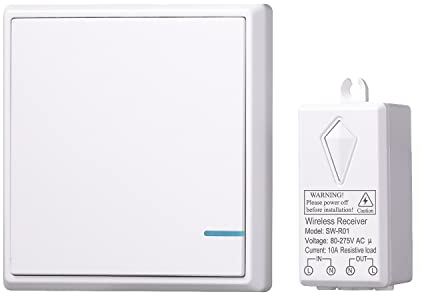Mengshen Wireless Lights Switch Kit, 1 One-Gang Switch + 1 Receiver, No Wiring Required, Easy to Install