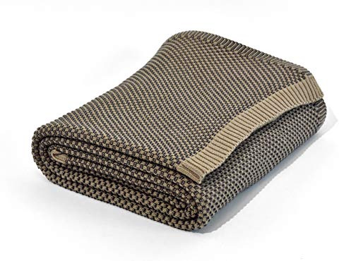 nielsen HOME Wohndecke Akira gestrickt, 150x200 cm, Sand/Antik Grau, 100% Baumwolle, Strick, Ökotex, Strickdecke, gemütliche modische Elegante Decke