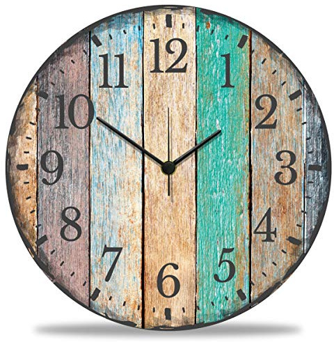 GRAVURZEILE Wanduhr aus Holz Vintage Summer - Geräuscharm kein Ticken - 30 cm Ø - Design Wanduhren für Wohnzimmer Schlafzimmer & Küche