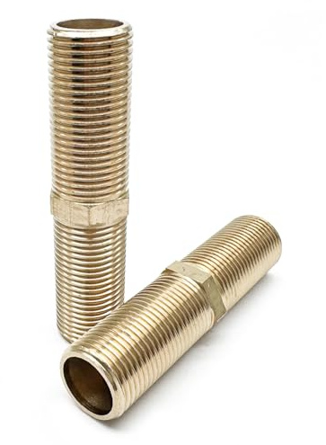 ZLYY Brass Pipe Fitting, 1/2 x 1/2 G Male Thread Pipe, Faucet Extension Adapter Kits, 4 Long Hex Nipple, 1-Pack