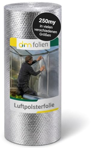 dm-folien Luftpolsterfolie alukaschiert I 80 cm x 50 m = 40 m² I 3-lagige & reißfeste Thermofolie I 250 my Isolierfolie für Modellbau, Flügeltaschen, Transport & Schutz empfindlicher Teile