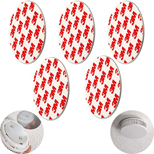 Rauchmelder Magnethalter, 5 Stück, Ø 70 mm Durchmesser, zum Kleben an die Decke, Magnethalterung mit Befestigung ohne Bohren, Halter für Feuermelder und Rauchwarnmelder, Warngerät Klebepad Halterung