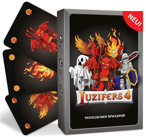 Luzifers4, Kartenspiel mit Teuflischem Spaß, Spiel für Erwachsene und Junge, Spieleabende mit Freunden oder Familie, für 2 bis 8 Spieler, Lustige Geschenk Idee, mit Videoanleitung