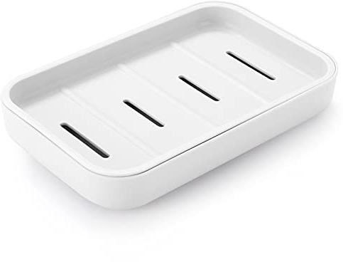 ERKXD Badezimmer Seifenschalen Seifenschale Seifenhalter mit Abfluss, Seifenspender für Dusche, einfache Reinigung, trocken, stoppen Sie matschige Seife (weiß)