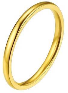 PROSTEEL Simpel Bandring 2mm/4mm/6mm/8mm breit Herren Damen personalisiert Trauring Ehering Edelstahl/18k vergoldet Finger Ring Modeschmuck Accessoire für Hochzeit Geburtstag, Ringgrößen 54-67