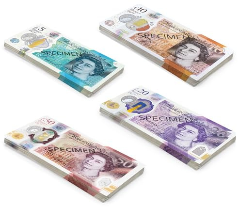 Scratch Lover Cash Mini Bundle Pfund Geld zum Spielen 100 Geldscheine – 4 25 x 5, 10, 20, 50