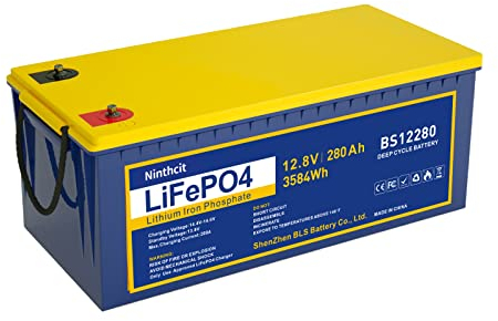 Ninthcit LiFePO4 Akku 12.8V 280AH, Lithium Batterie mit über 8000 Mal Tiefzyklen und BMS Schutz für Solaranlage, Geeignet für Solaranlagen, Wohnmobile, Boote, Häuser(1Stück)