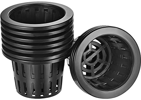 sourcing map 10-Pack Garden Slotted Mesh Cups 5 Inch OD/3.94 Inch ID | Black, Hydroponic Net Pots, Suitable for Home Vegetable, Flower, Planting