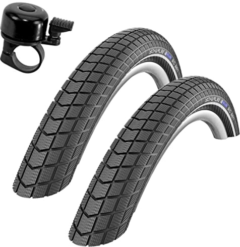 2 x Schwalbe Big Ben Performance 20 Zoll Fahrradreifen RaceGuard Fahrrad Mantel Decke mit Reflexstreifen 55-406 (20 x 2,15) inkl. Fahrradklingel