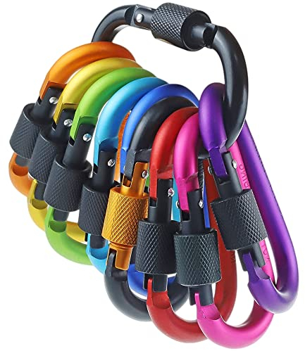 Karabiner Schlüsselanhänger mit Schraubverschluss, Schraubkarabiner, Karabinerhaken für Camping, Angeln, Wandern, Reisen, Outdoor (10 Stück)