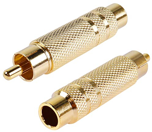 PNGKNYOCN Adaptador RCA a 1/4 pulgadas, conector RCA macho chapado en oro a convertidor de audio TS hembra de 6,35 mm para amplificadores, altavoces y más (paquete de 2)