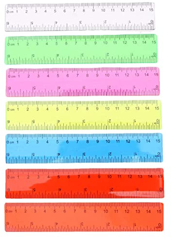 SULIUDAJI 7 Stück Farbiges Transparentes Lineal, 15 cm 6 Zoll Gerades Lineal mit Zentimetern und Zoll Plastiklineale für Schule Klassenzimmer