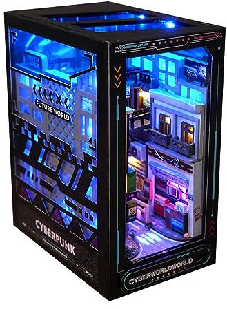 DIY Book Nook Kit–DIY Mini Maison De Poupée Avec Meubles en Bois Et Lumières LED Puzzle 3D en Bois Serre-Livres D'art Kits De Modèles Pour Adultes a Construire Jouets Éducatifs Et Cadeau