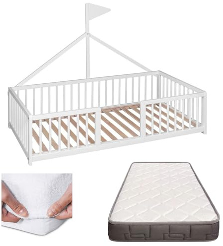 Cama Montessori 70x140 con Barrera y colchón Morfeo | Apache CoolDreams