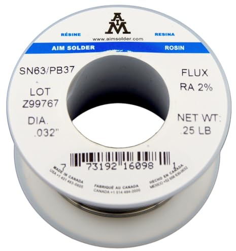 AIM Solder 63-37 Tin Lead Rosin Core Solder Wire for Electrical Soldering 0.032inch, 0.25lb (0.8mm / 113g)