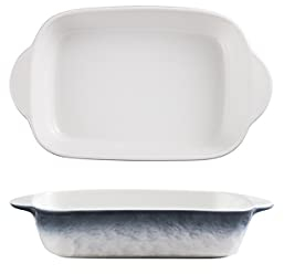 Lata for asar esmaltada, juego de bandejas for hornear, fuente for hornear de porcelana, bandeja rectangular for pasta y lasaña, cazuela individual for hornear con asa, juego de 2, colores surtidos, A
