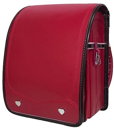 Sac D'école,Randoseru Ransel Sacs D'école Japonais Garçons Et Filles Verrouillage Automatique Waterpoorf PU Cuir Sac À Dos Haute Capacité,Rouge,34 * 26 * 19cm