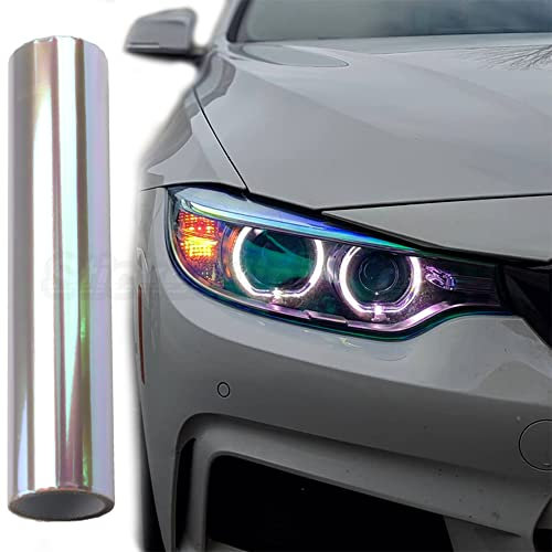 Autoscheinwerfer Tönungsfolie dreilagige selbstklebend Chamäleon Oilslick Effekt Schutzfolie Universal Rücklicht-Nebellicht 30 cm x 100 cm (Chamäleon Oilslick Transparent)
