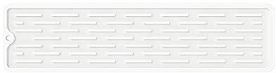 YOGOTEU Heat Resistant Dish Drying Mat Silicone Drain Protection Pads Dinnerware Mat Counter Sink Pads Table Placemat Dish Draining Mat Small Glassware Mat, White