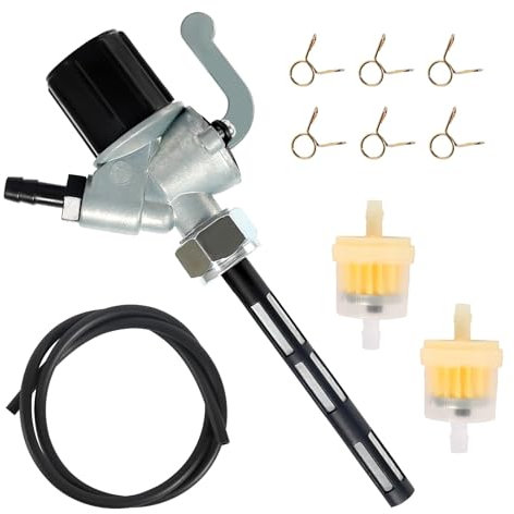 Benzinhahn Kraftstoffhahn Benzinschlauch Kit mit 2 Benzinfilter Ø 5mm Kraftstoffgasleitung 6 Schlauchschellen, Kraftstoffleitung Ölschlauch Benzinhahn für Auto Motorrad Motorgeräte