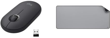 Logitech Pebble Mouse wireless con Bluetooth o ricevitore da 2,4 GHz & Desk Mat - Studio Series, Multifunzione, Tappetino per Mouse Esteso