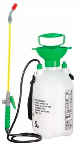 Tradineur - Botella Pulverizador a presión con Correa Ajustable - Capacidad de 5 litros - Botella graduada y Lanza con Boquilla Ajustable - 43 x 18 x 18 cm - Modelo Aleatorio