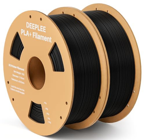 DEEPLEE PLA+ Filament 1.75mm, PLA Plus 3D Drucker Filament, Maßgenauigkeit +/- 0,02 mm, Filament 3D-Druckmaterialien, Schwarz 2kg (1kg/Spool)