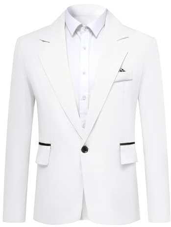 YOUTHUP Blazer Homme Slim Fit Léger Veste de Costume Cérémonie Affaires | Veston Décontracté Ajusté, 1 Bouton, Revers Crantés, Fente Arrière, Business Casual
